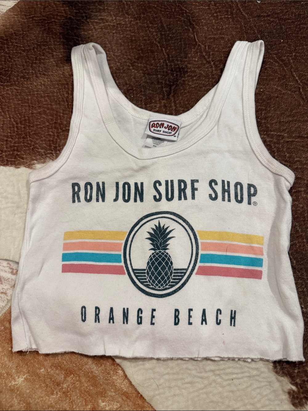 White Tank Top with Pineapple Graphic